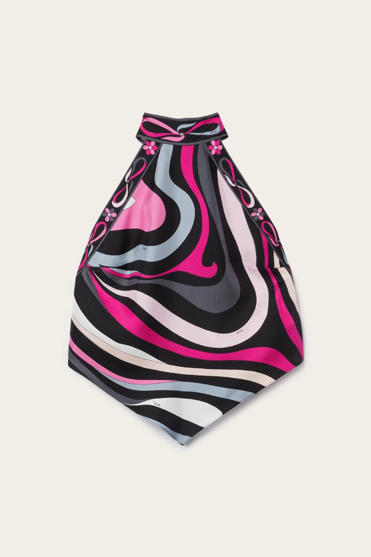 Satin Unique Print Halter Top and Irregular Midi Skirt Set-consonak