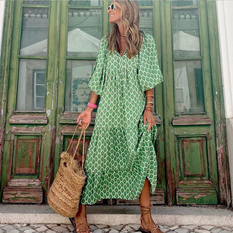 Women's fashionable street picnic bubble sleeve layered elegant party MIDI dress | Consonak