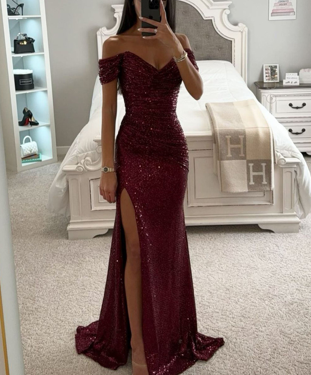Women's new party sequins split fishtail dress INS casual tube top fashion dress women | Consonak