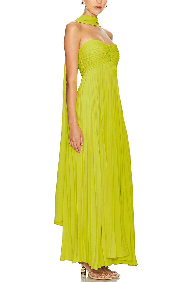 Exquisite Princess Pleated Off Shoulder with Scarf Party Maxi Dress | Consonak