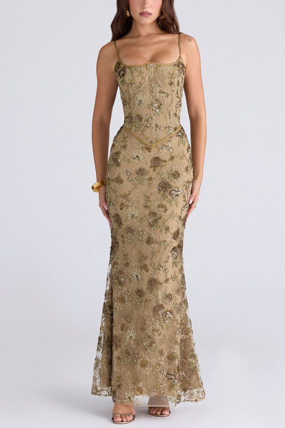 Stylish Sleeveless Halter-neck Slim-fit Backless Tie-up Elegant Maxi Dress-consonak