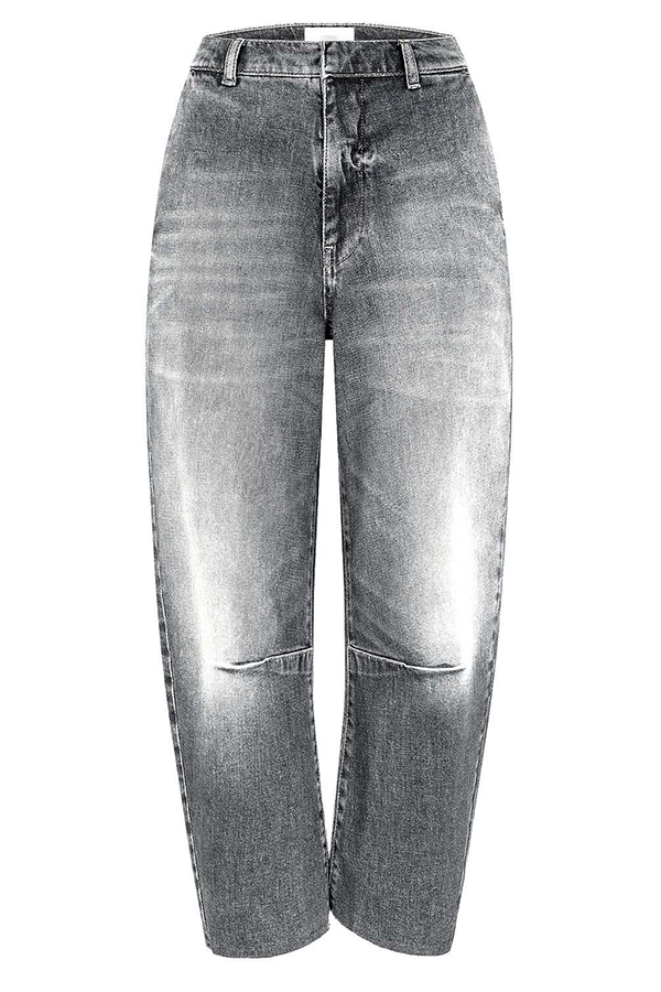 Casual Meetup Washed Denim Mid Rise Pocketed Barrel Jeans-consonak