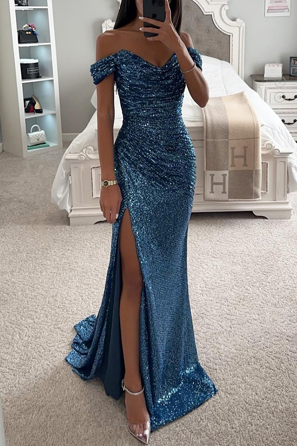 Women's new party sequins split fishtail dress INS casual tube top fashion dress women | Consonak