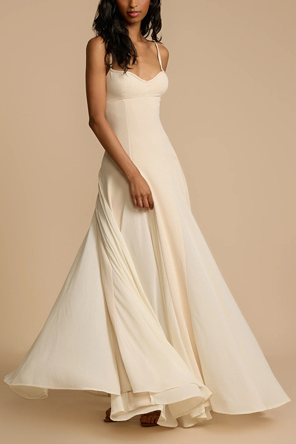 Timeless Elegance Panelled Tulle A-line Slip Maxi Dress-consonak