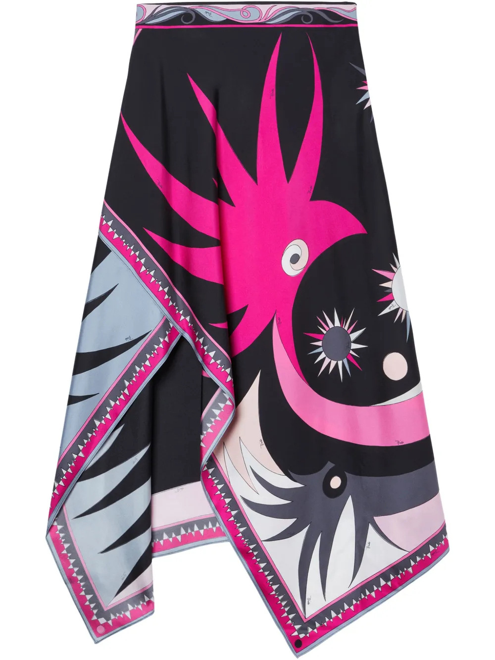 Satin Unique Print Halter Top and Irregular Midi Skirt Set-consonak