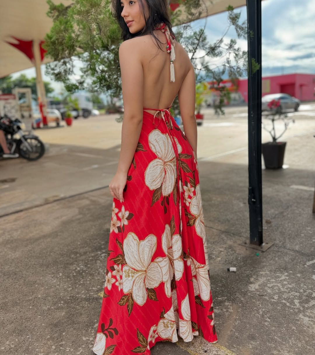 Ladies Strapless V-neck Women's Beach Halter Backless Printed Fairy Long Temperament Dresses Swing Dresses-consonak