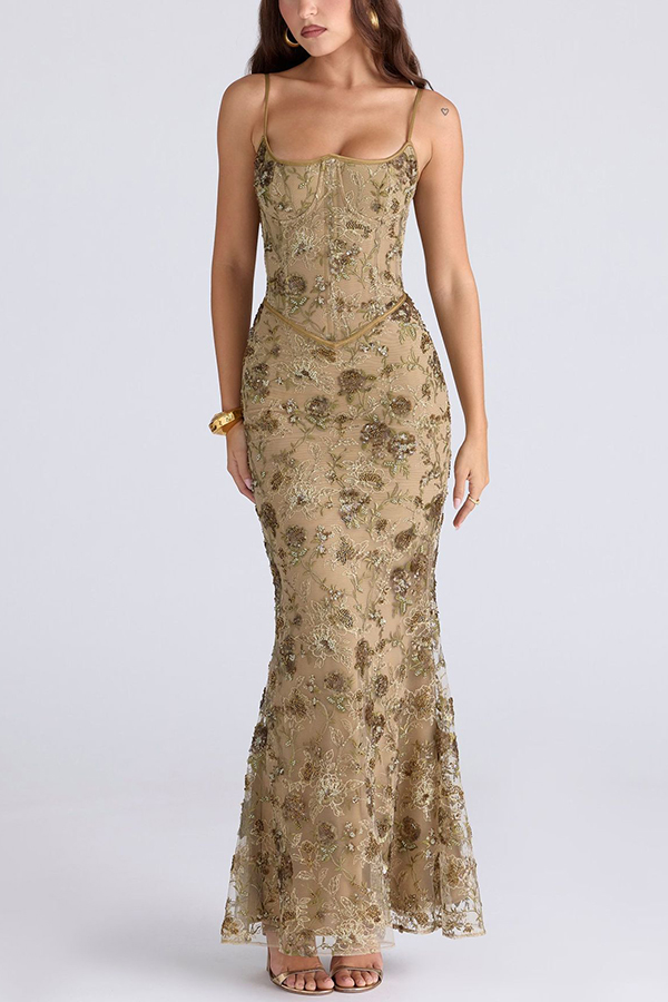 Stylish Sleeveless Halter-neck Slim-fit Backless Tie-up Elegant Maxi Dress-consonak