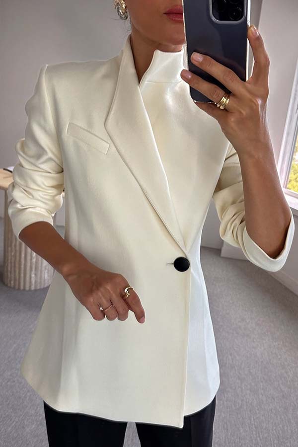 Fashionable Leader One Button Stand Collar Long Sleeve Blazer Jacket-consonak