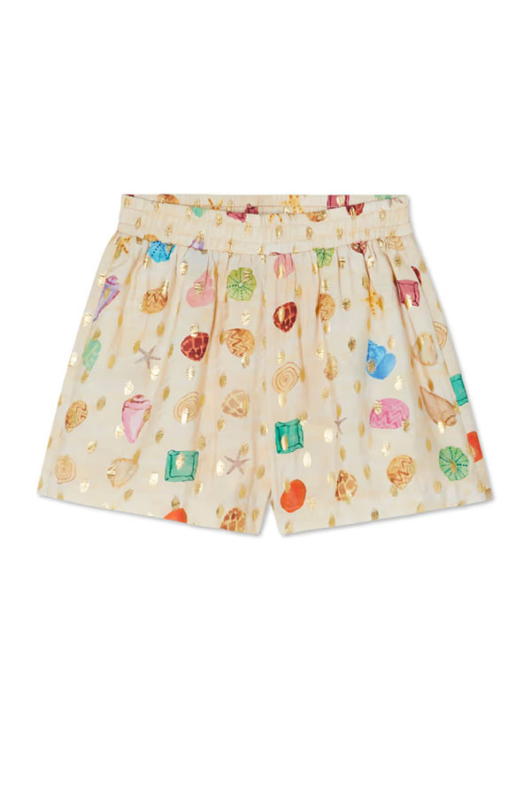 Fashionable Gold Stamping Unique Printing Lapel Long Sleeve Shirt and Elastic Waist Casual Pocket Shorts Set-consonak