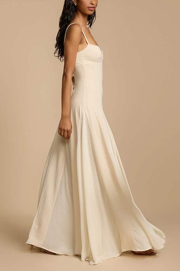 Timeless Elegance Panelled Tulle A-line Slip Maxi Dress-consonak