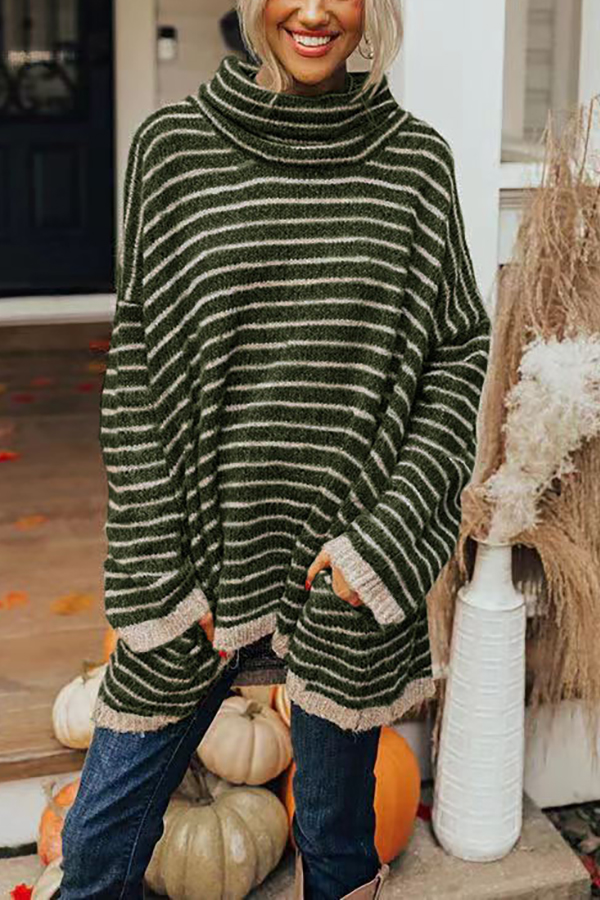 Perfect Timing Stripe Pocketed Tunic Sweater-consonak