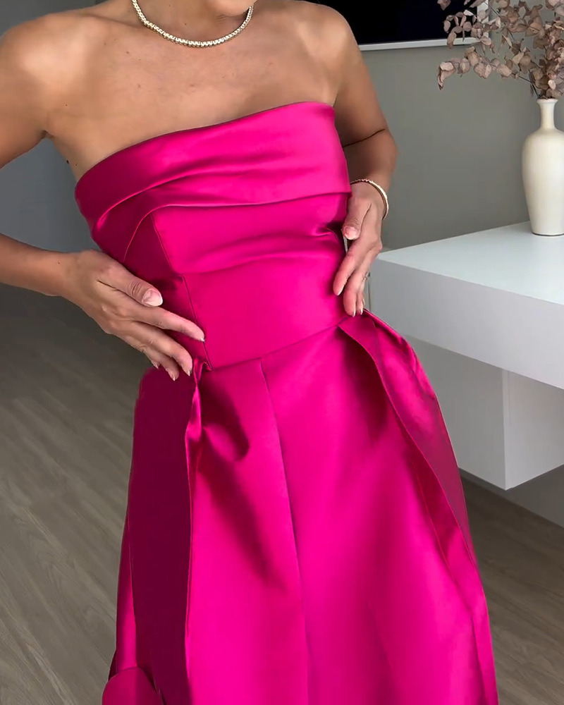 Luxurious Poise Satin Spliced mesh Polka-dot Fabric Off Shoulder Formal Maxi Dress | Consonak