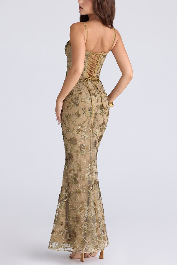 Stylish Sleeveless Halter-neck Slim-fit Backless Tie-up Elegant Maxi Dress-consonak