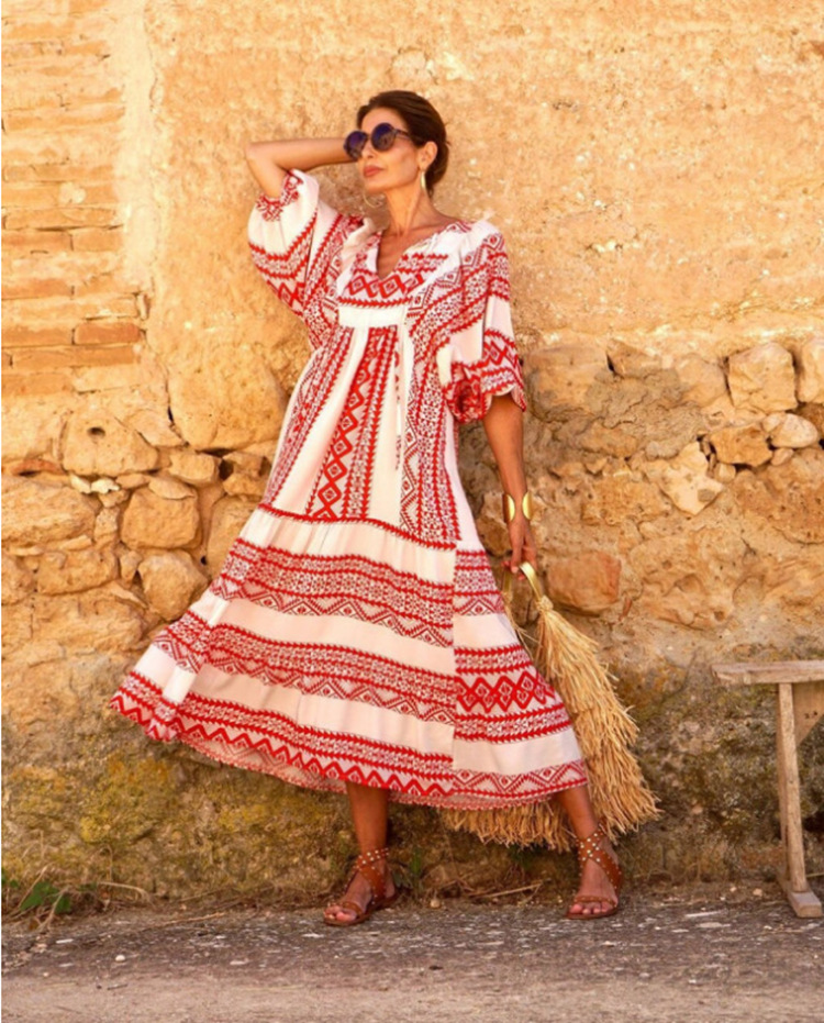 Women's fashionable street picnic bubble sleeve layered elegant party MIDI dress-consonak