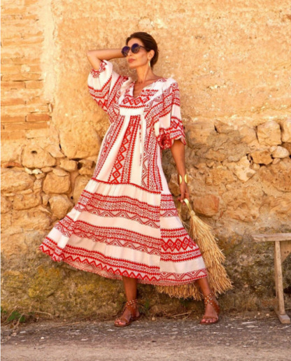 Women's fashionable street picnic bubble sleeve layered elegant party MIDI dress-consonak