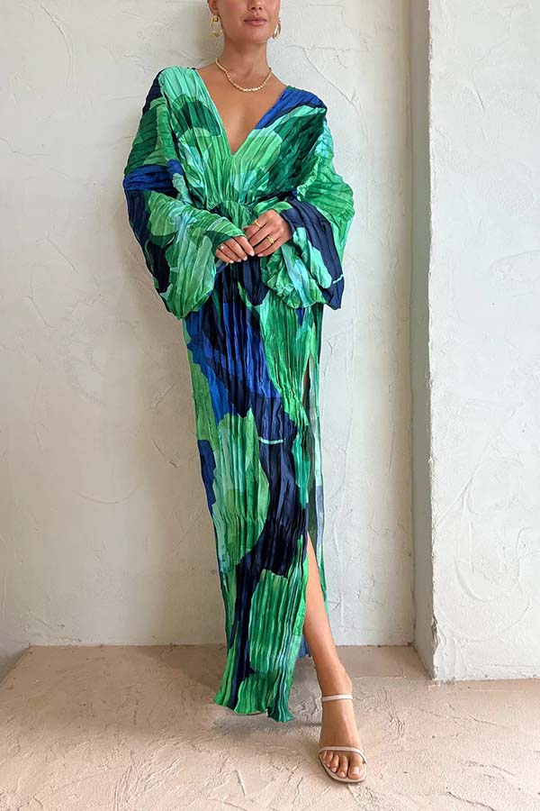 Consonak lace long pleated dress