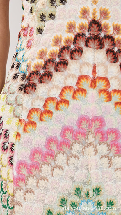 Missoni Summer Knit Colorful Herringbone Print Open Beck Maxi Dress-consonak