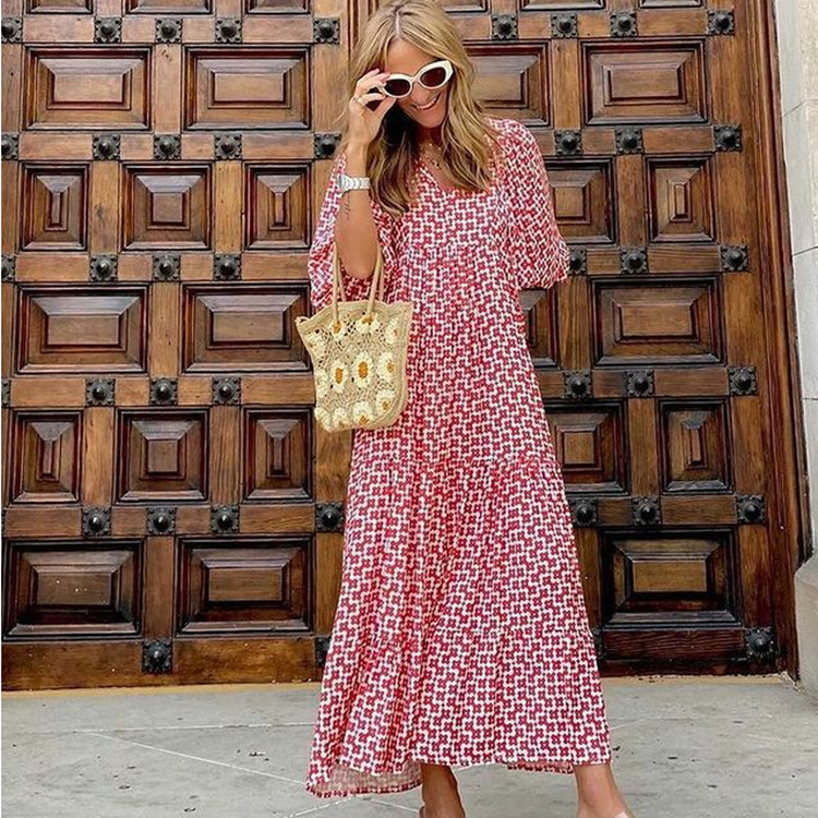 Women's fashionable street picnic bubble sleeve layered elegant party MIDI dress | Consonak