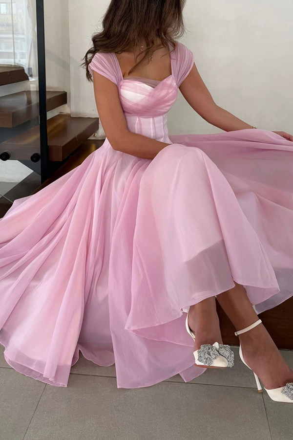 Elegant Sleeveless Waist-cinching Tulle Full-hem Maxi Dress-consonak