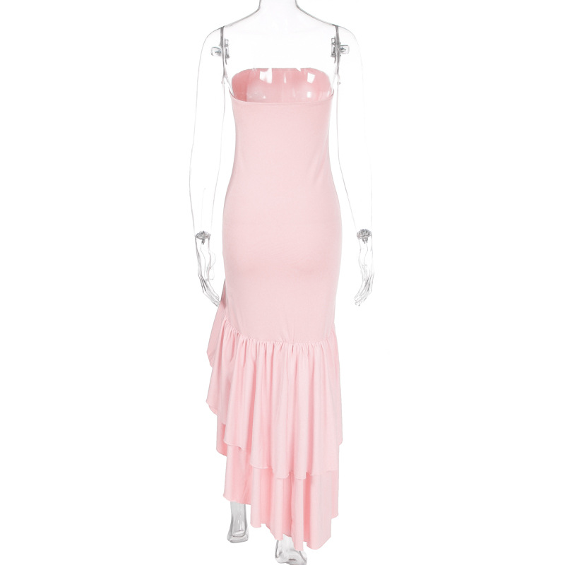 Ladies' sexy off shoulder, sexy off shoulder strapless, hip hugging, irregular wave fashion party dress-consonak