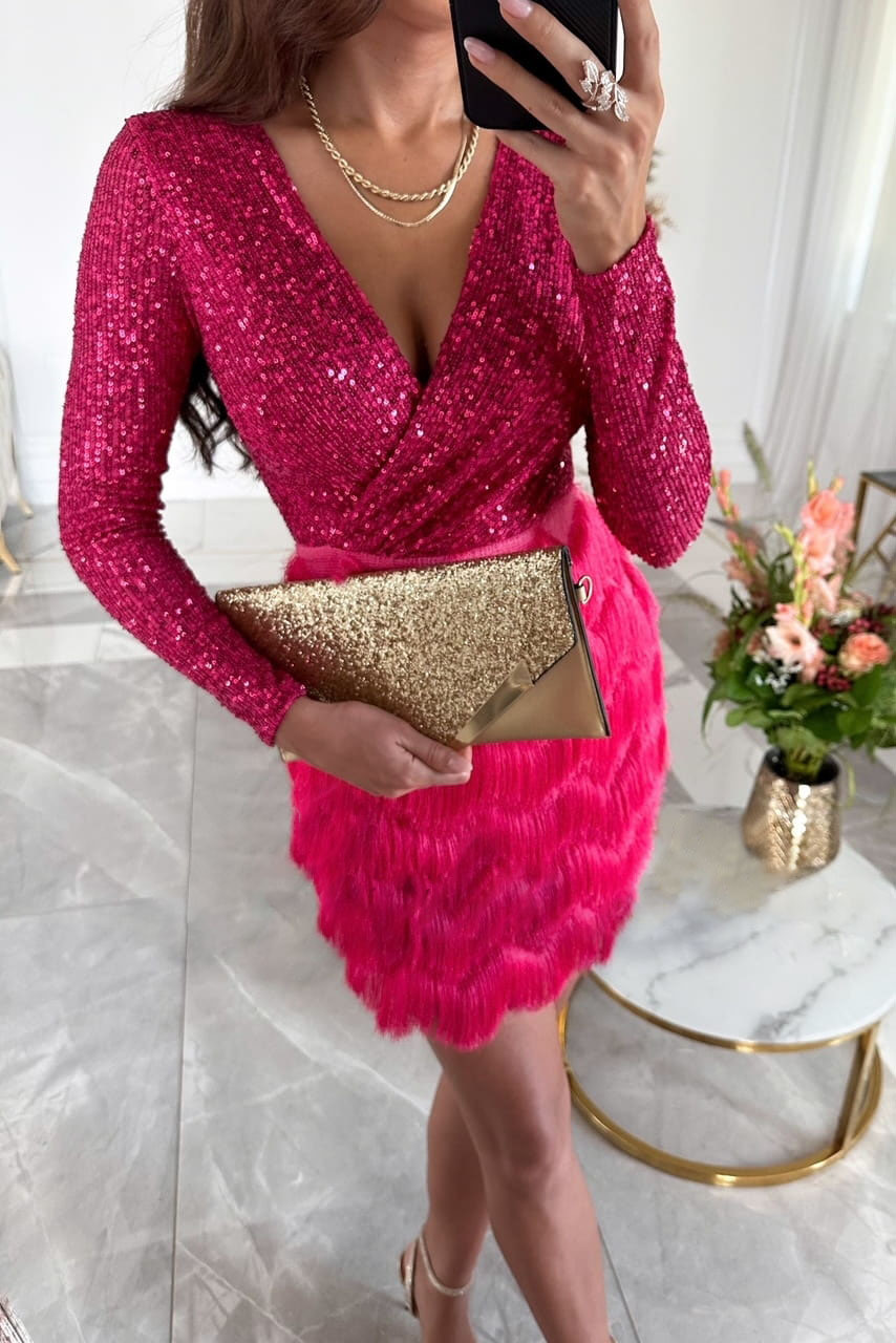 Spinning on The Dance Floor Sequin Patchwork Tiered Fringe Mini Dress | Consonak