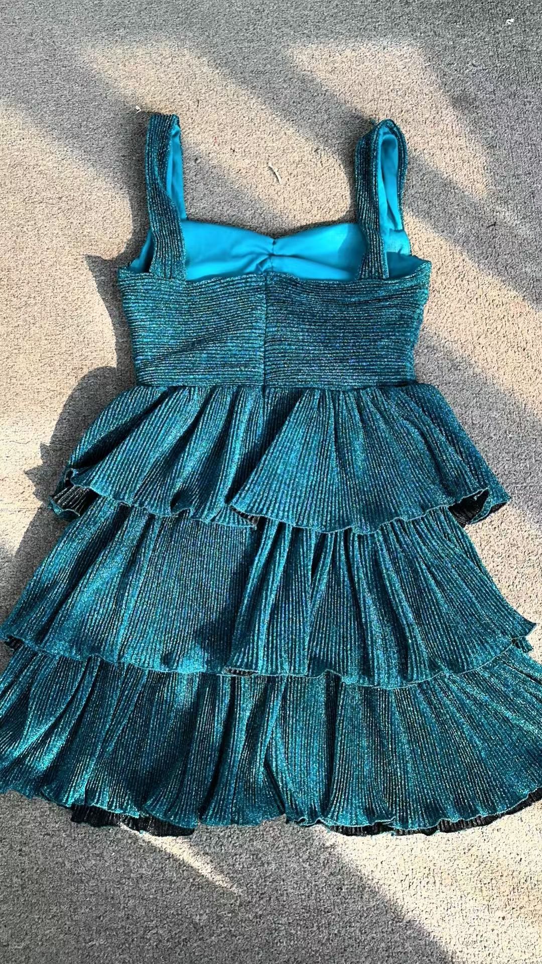 Little Mermaid Glitter Fabric Metal Starfish Hollow Layered Stretch One-piece Swimsuit-consonak