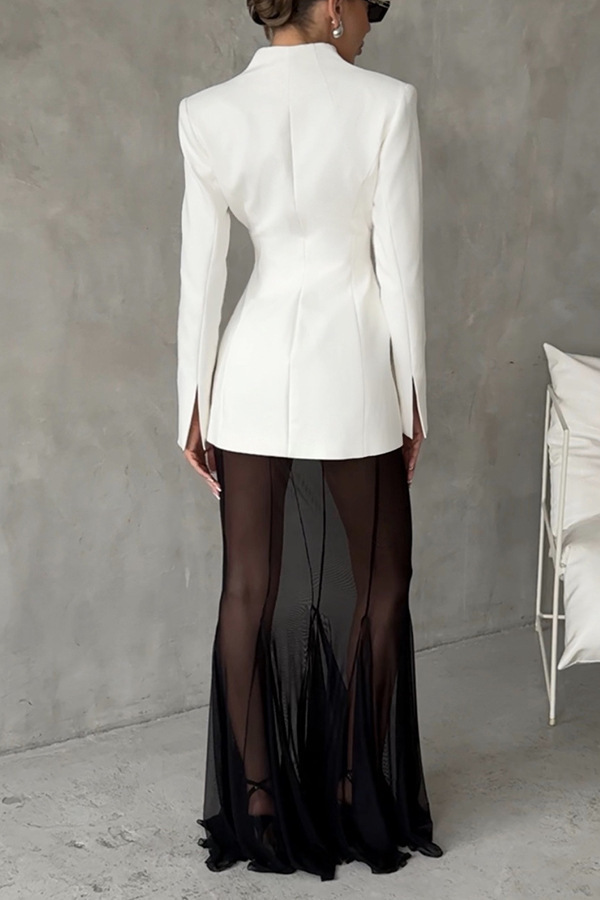 French summer chiffon fish tail eternal mesh high waisted elastic fish tail long skirt-consonak