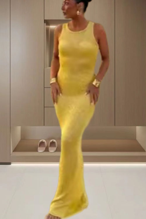 U Neck Sleeveless Sequin Bodycon Maxi Dress | Consonak