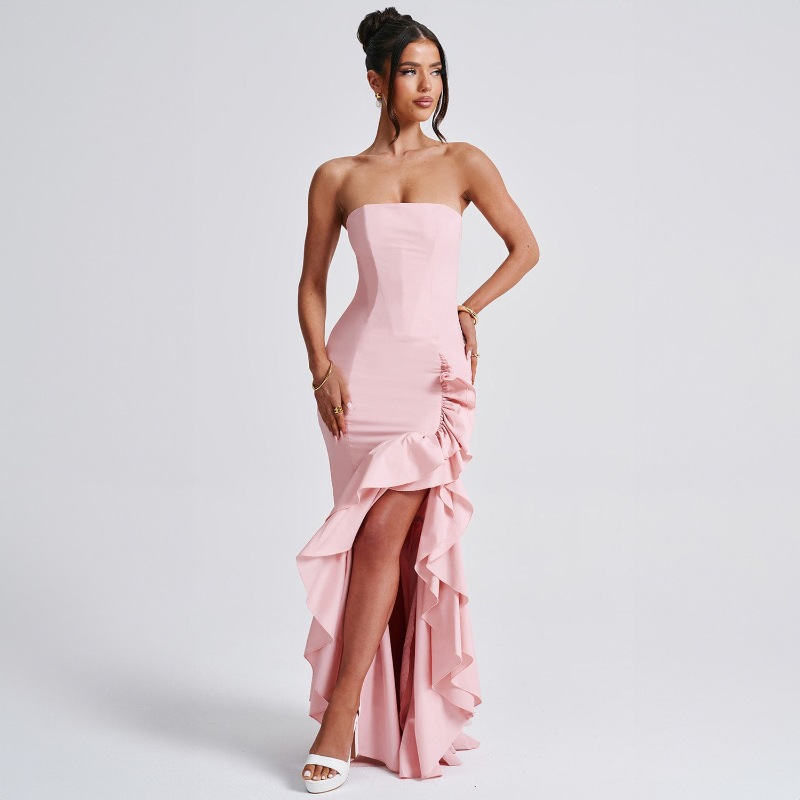 Ladies' sexy off shoulder, sexy off shoulder strapless, hip hugging, irregular wave fashion party dress-consonak