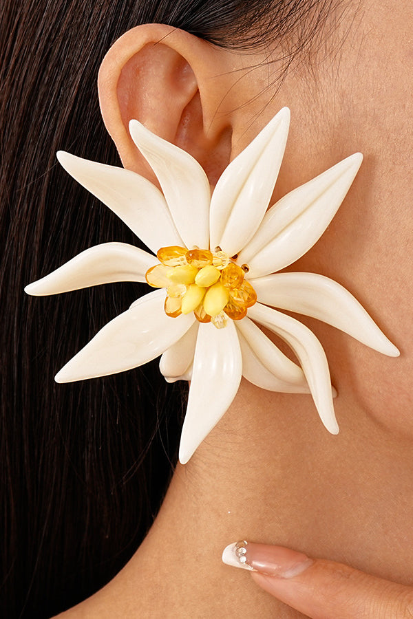 Fashionable Bamboo Crystal Flower Necklace and Earrings-consonak