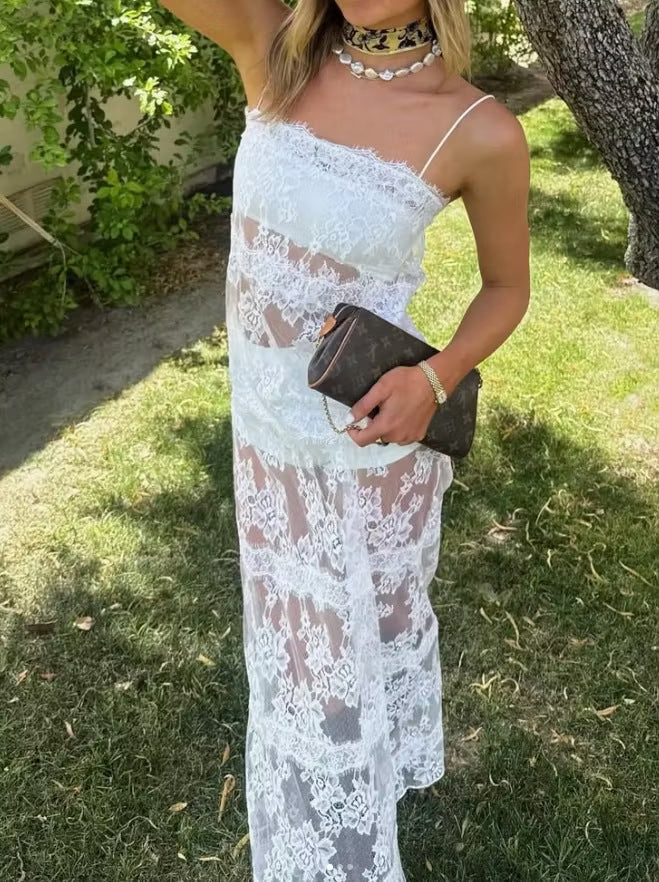 Seraphina  Lace Sheer Slip Maxi Dress-Consonak