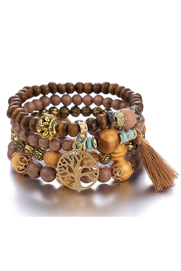Bohemian Multi-layered Wood Beaded Bracelet-consonak