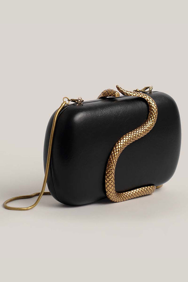 Fashionable Snake-embellished Evening Clutch-consonak