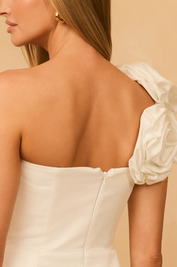 Special Occasion 3D Floral Asymmetrical One Shoulder Mini Dress