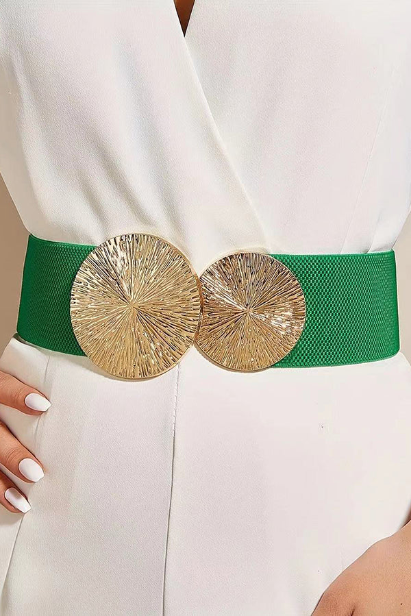 Fashionable Elastic Double Circle Decorative Wide Belt-consonak
