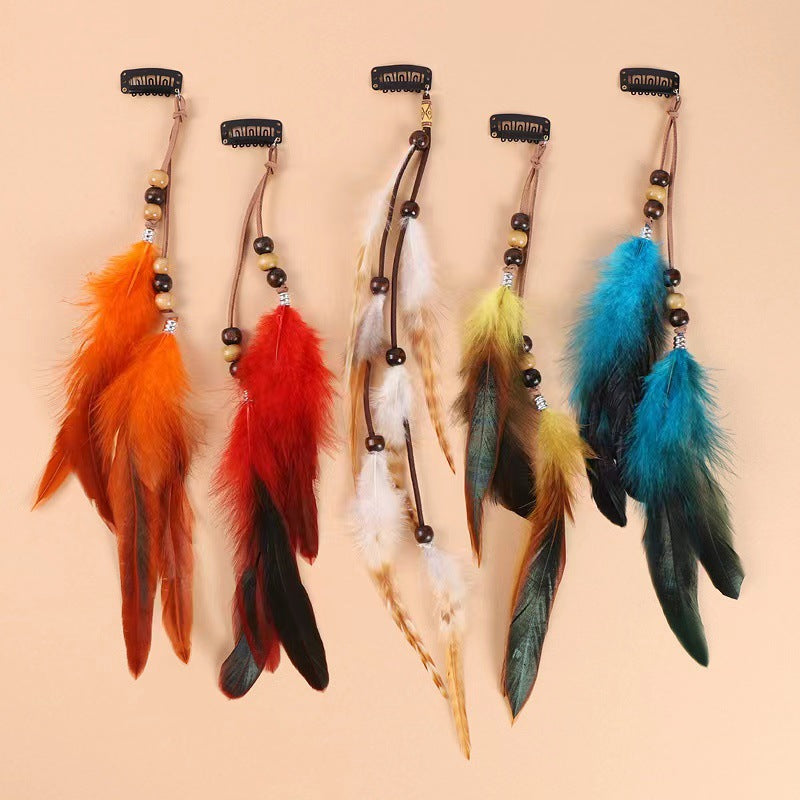 Bohemian Style Colorful Handmade Feather Tassel Hair Clip-consonak