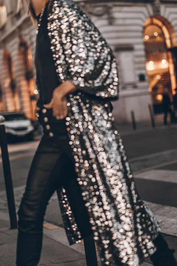 Disco Glamour Sequin Bell Sleeve Kimono | Consonak