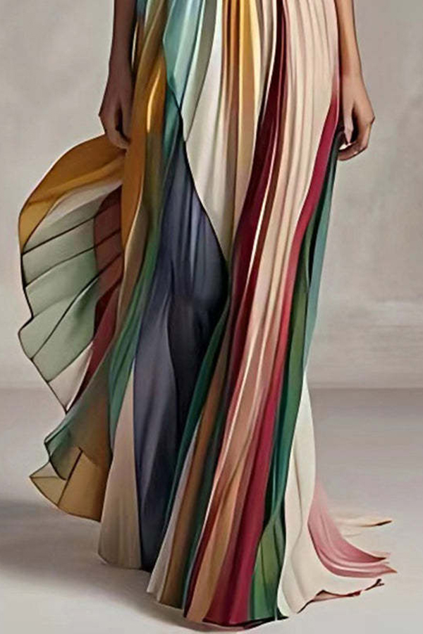 Sexy Off-shoulder Tube Top Waist Color Maxi Dress-consonak