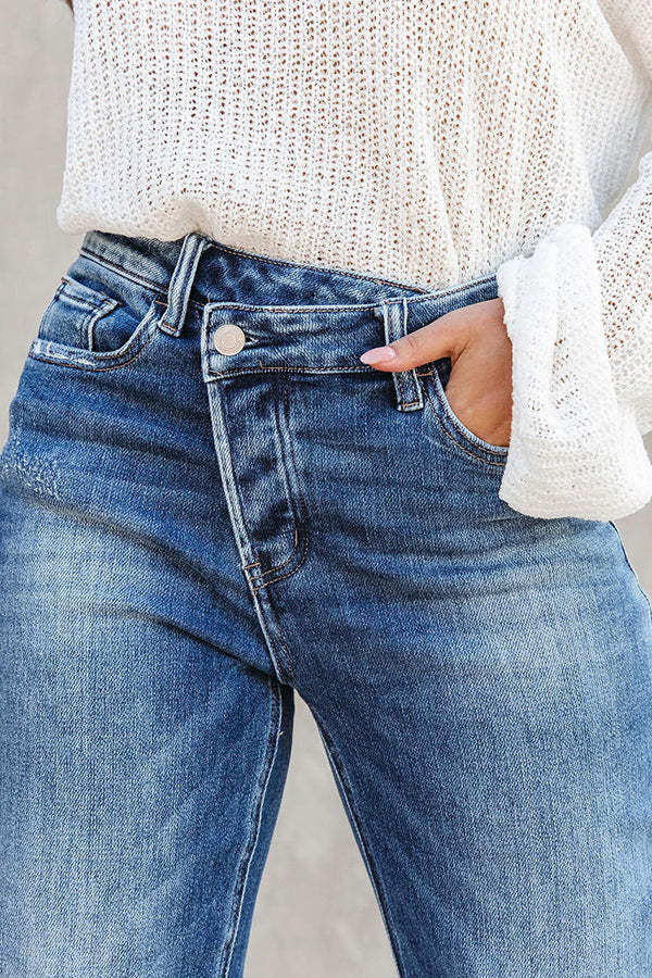 Destiny Stretch High Rise Cross Over Jeans-consonak