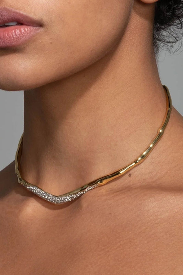 Simple and Light Luxury Metal Irregular Diamond Necklace-consonak