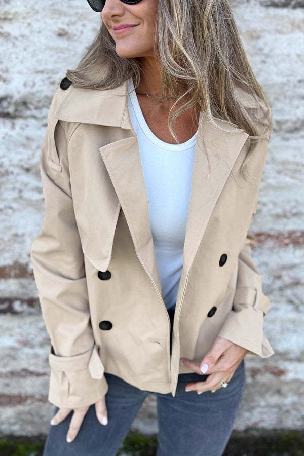 Fashion Lapel Double-breasted Casual Trench Coat Jacket-consonak