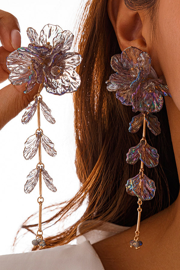 Fashionable Tassel Floral Mermaid Pearlescent Earrings-consonak