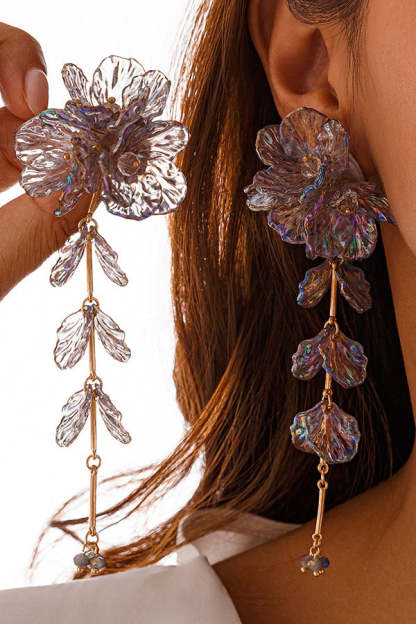 Fashionable Tassel Floral Mermaid Pearlescent Earrings-consonak