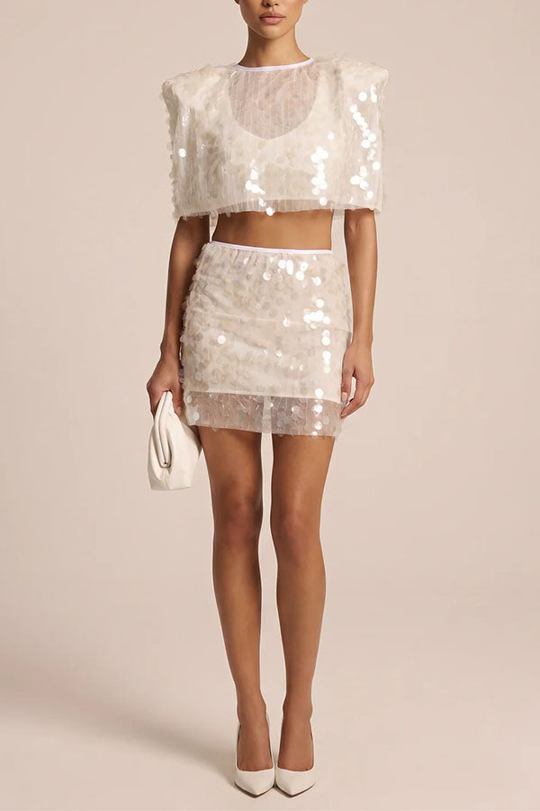 Aura Sparkly Sheer Mesh Sequin Co-ord Set-Consonak