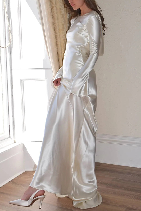 Pearl Eden Satin Back Open Cowl Neck Gown Maxi Dress-consonak