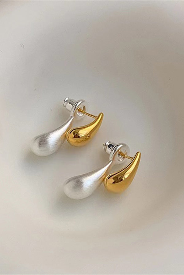 French Versatile Contrast Color Drop Shape Stud Earrings | Consonak