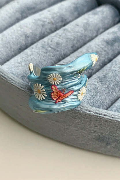 Colorful Dopamine Haze Blue Hand-painted Ring-consonak