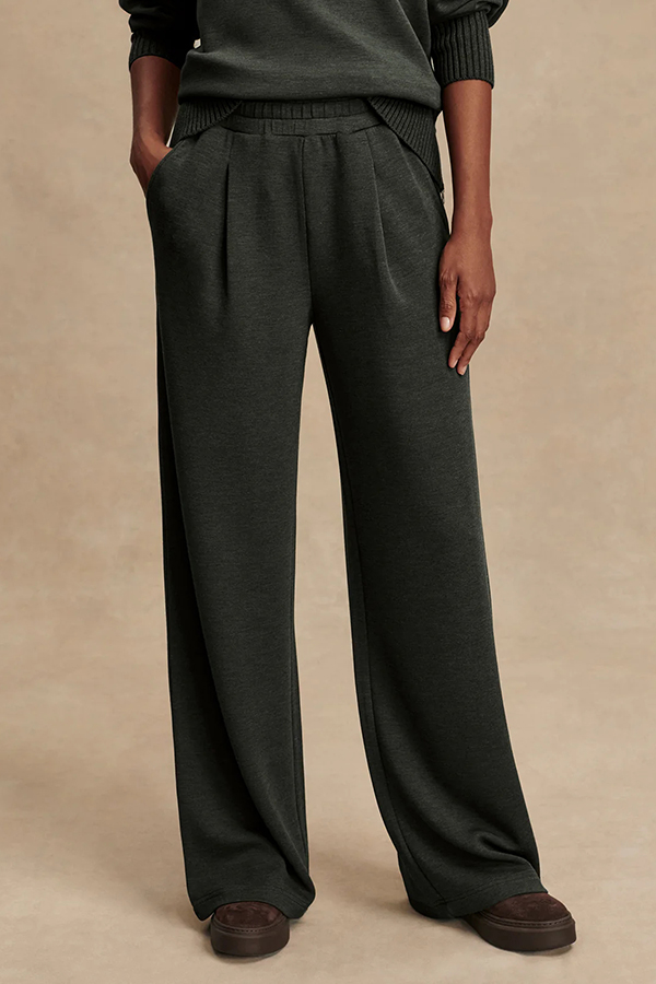 Barker High-Neck Long Sleeve Side Zipper Sweatshirt and Elastic Waist Pocketed Loose Pants Set-Consonak