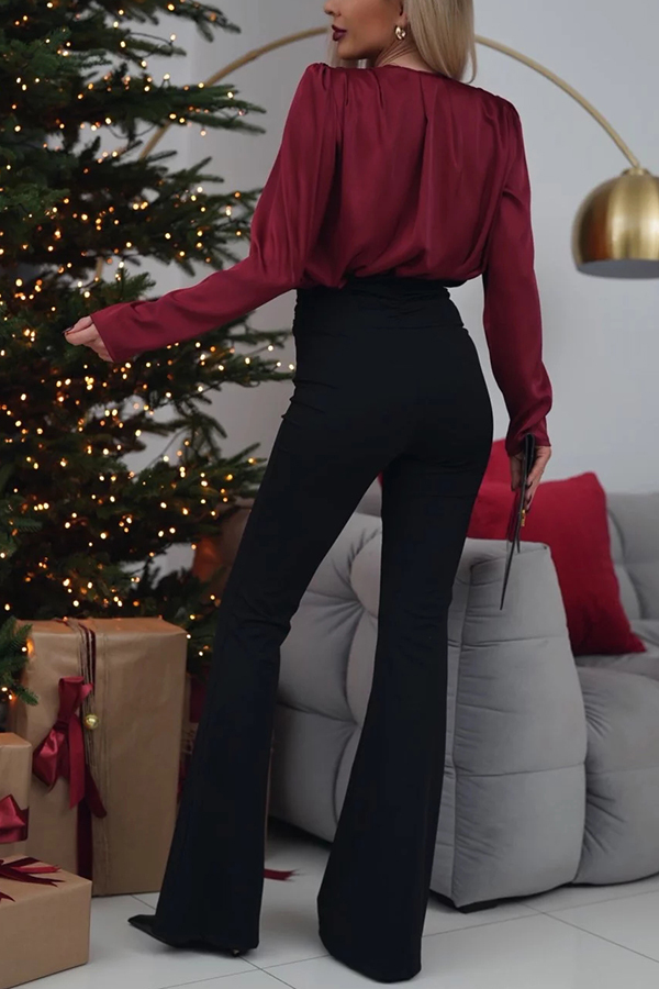 Elegant and Flexible High Rise Ruched Waist Stretch Flare Pants-consonak