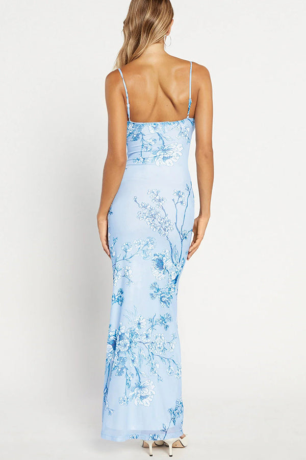 Reveling in The Unknown Floral Print Slip Stretch Maxi Dress-consonak